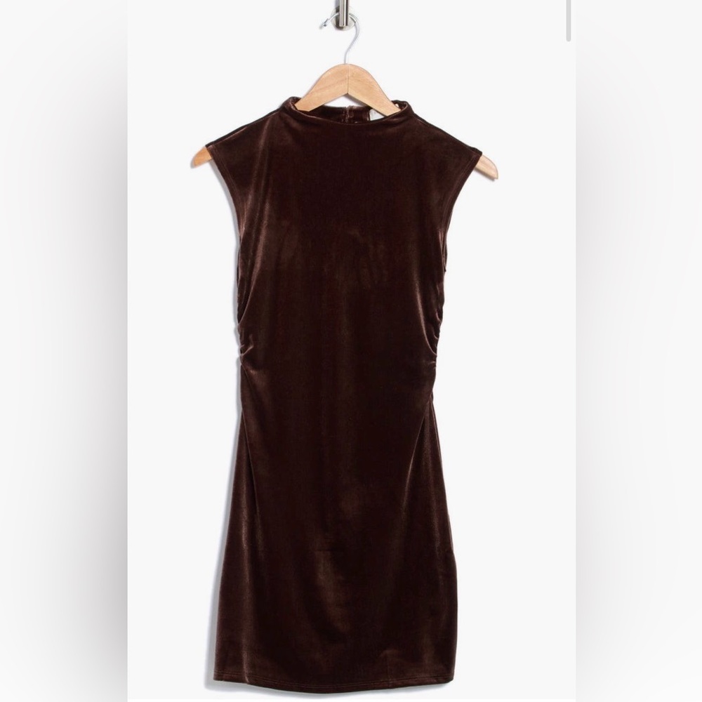 Mock Neck Velvet Minidress